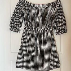 H&M off shoulder plaid mini dress